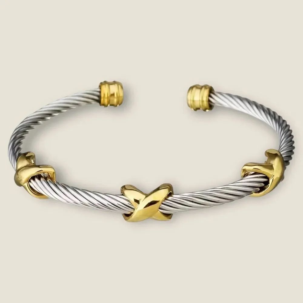 Two tone textured bangle A165